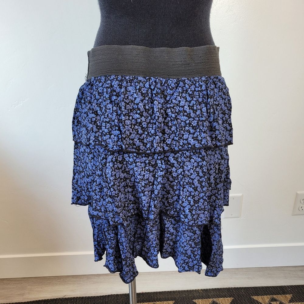 Vintage Jody California Tiered Skirt Blue Ditsy Floral Y2K 90s Cottage Fairycore - Picture 3 of 7